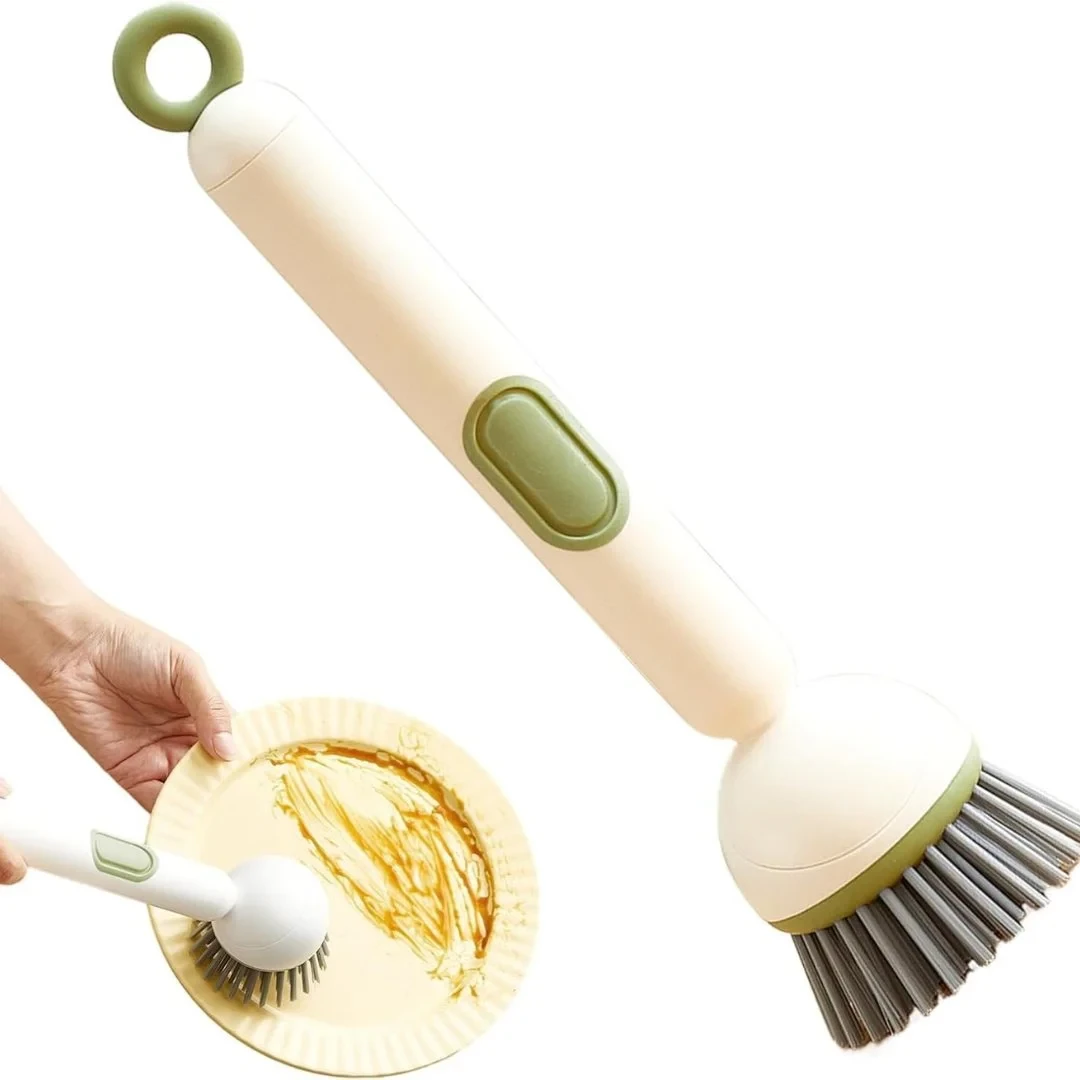 Image galerie 2 - Brosse à Vaisselle Ergonomique 2-en-1 avec Distributeur de Savon Intégré et Tête Rotative à 360°