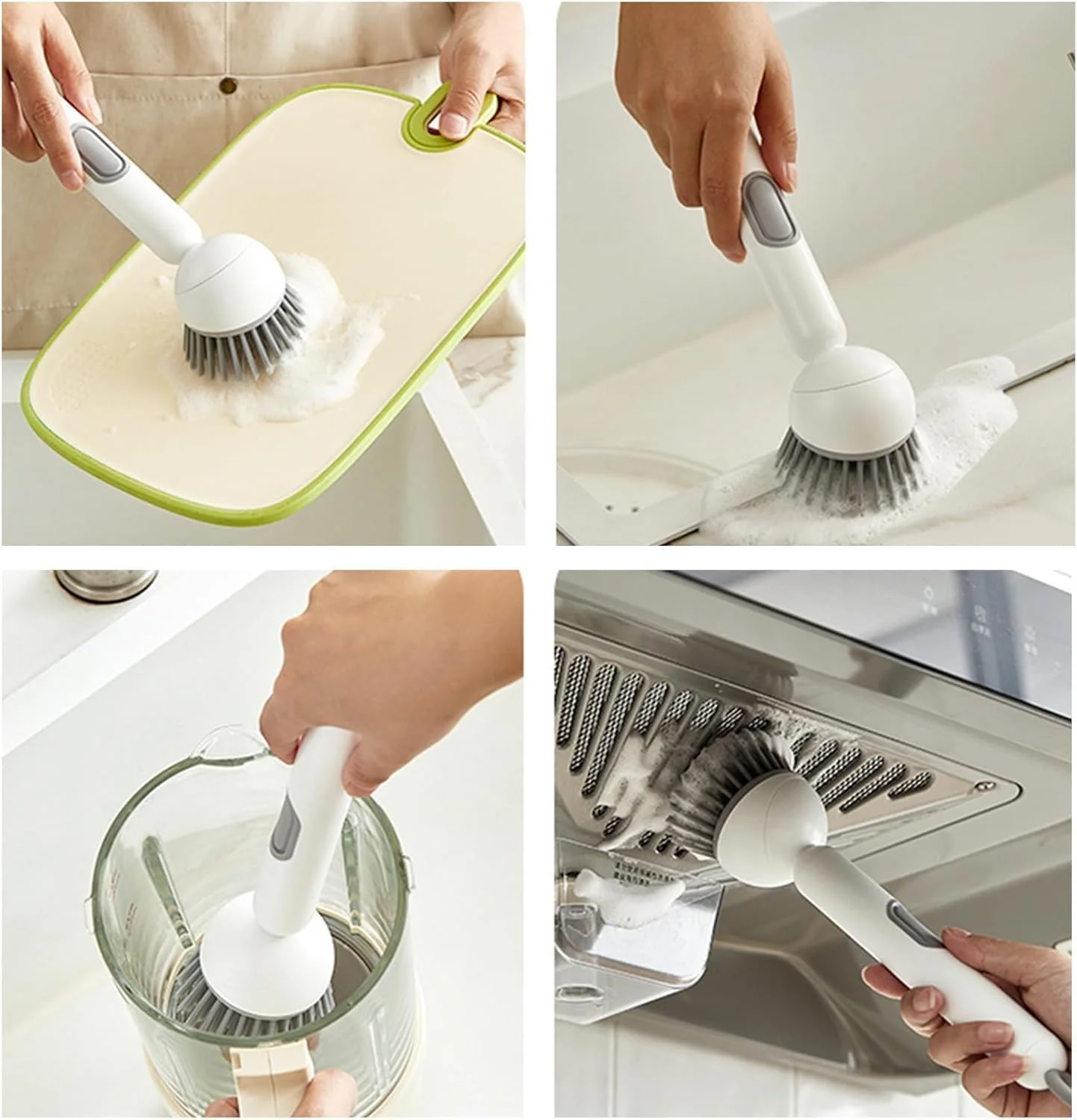 Image galerie 3 - Brosse à Vaisselle Ergonomique 2-en-1 avec Distributeur de Savon Intégré et Tête Rotative à 360°