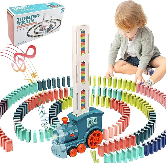 Image galerie 1 - Domino Train Automatique avec Dominos Colorés – Jeu Éducatif et Amusant pour Enfants